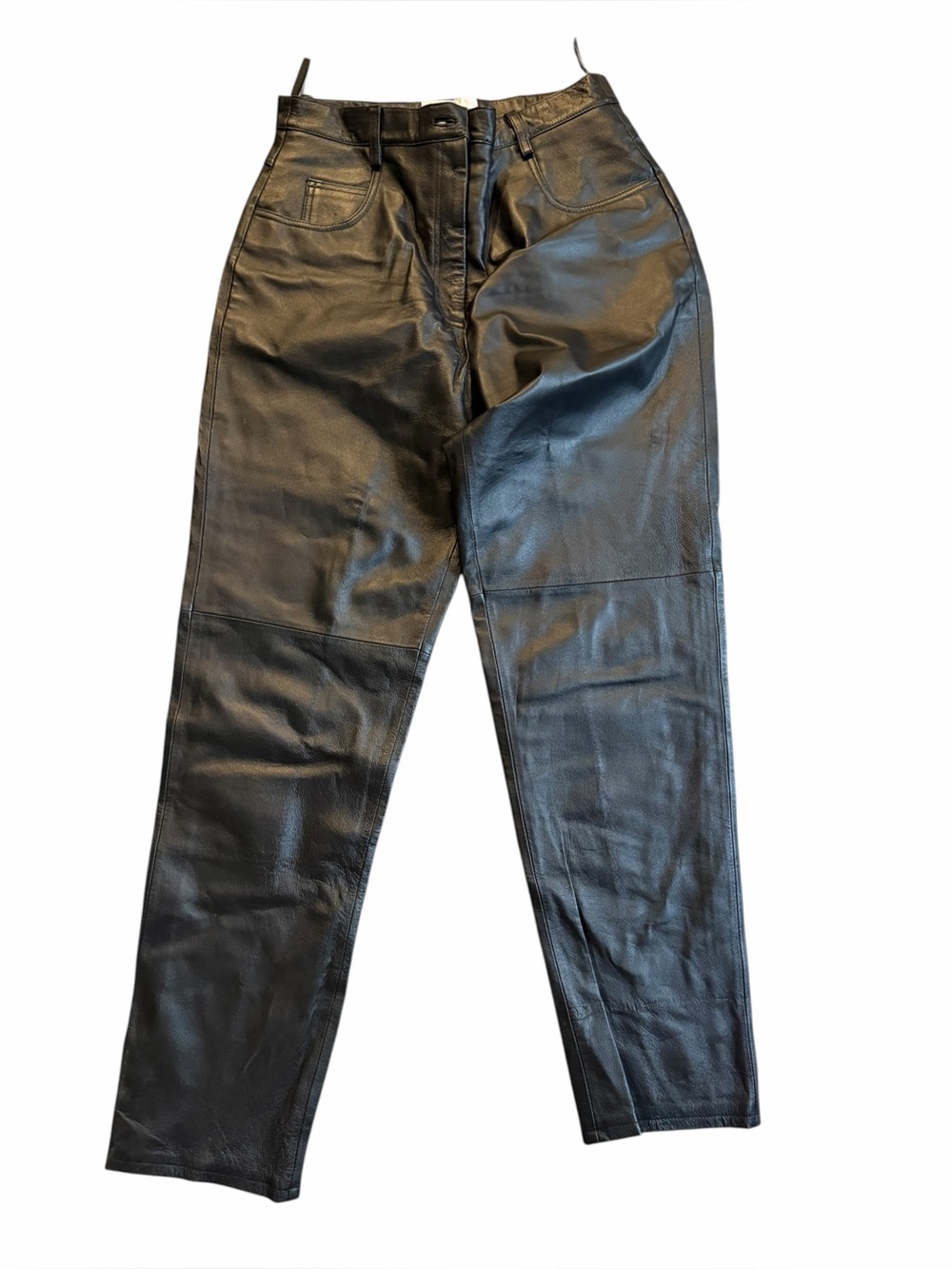 Vintage Tower Hill Collection Black Leather Pants Womens 14T Straight Leg